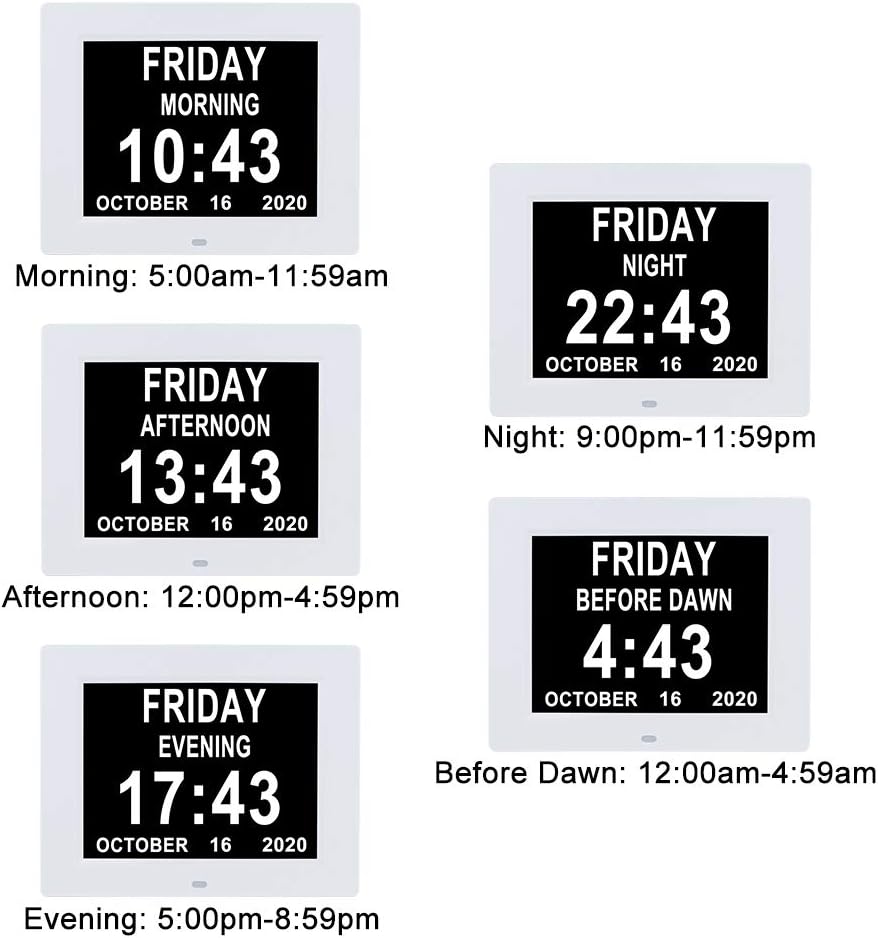 8 Alarm Auto-Dimming Extra Large Display Day Date Time Clock Y765