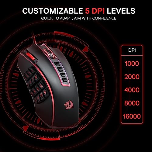 Optical Wired Ergonomic Gaming Mouse with 12 Side Buttons, 12,400 DPI W86171