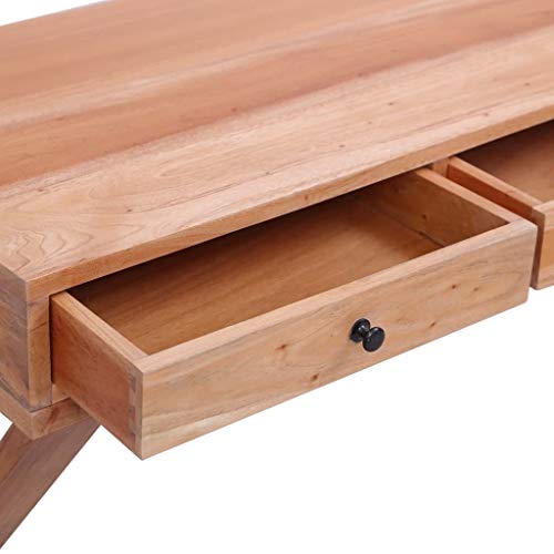 Natural 52"x18.5"x30.3" Solid Mahogany Wood Computer Desk C199980