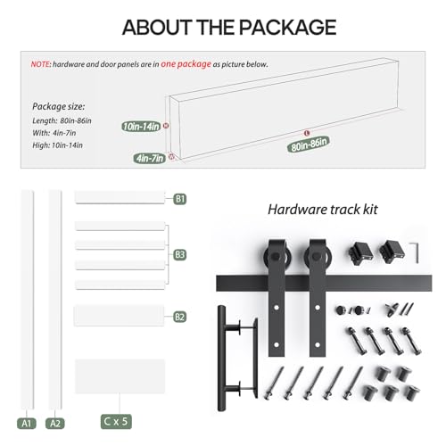 White Barn Door with Sliding Barn Door Hardware Kit Y50441