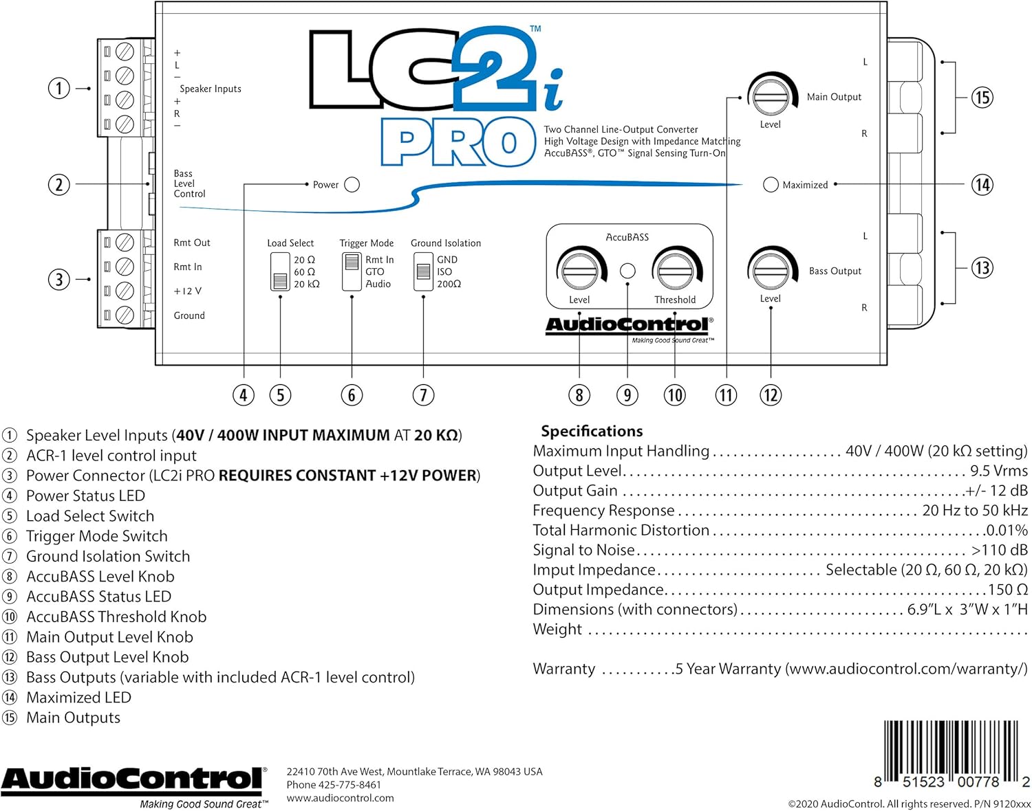2-Channel Line Output Converter with Impedance Matching M858536