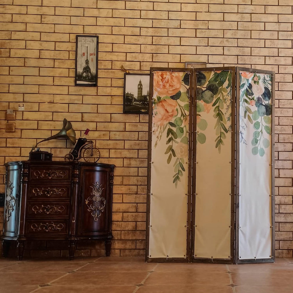 3-Panel Foldable Canvas Room Divider Screen 71'' Tall U99439