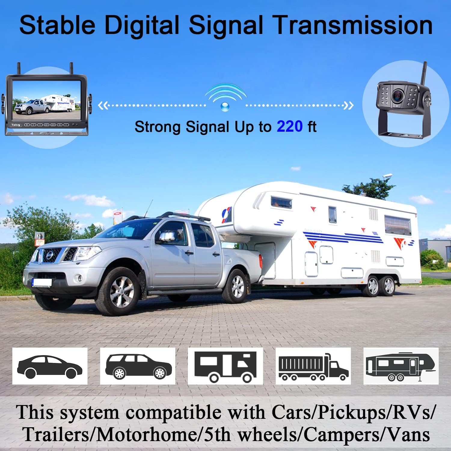 7 Inch HD 1080P Wireless Backup Camera with DVR Monitor M604
