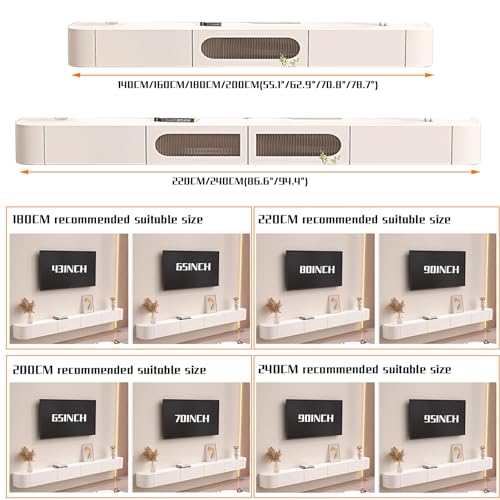 Grey 240CM Wall Mounted TV Stand with 2 Cabinets R78853