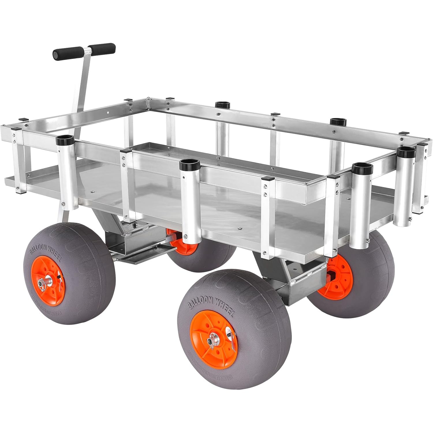 400lbs Load Capacity Aluminum Beach Fishing Cart with 13" Big Wheels and 6 Rod Holders X25352