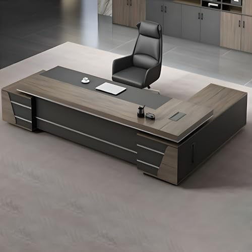 L-shape Office Desk with Locking Drawers and Cable Management, 79" L x 31.5" W x 29.5" H N199477