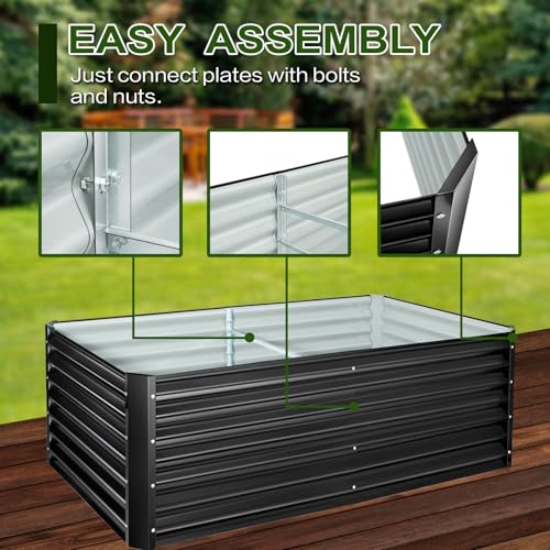 8x4x2ft Tall Galvanized Metal Raised Garden Bed R6321
