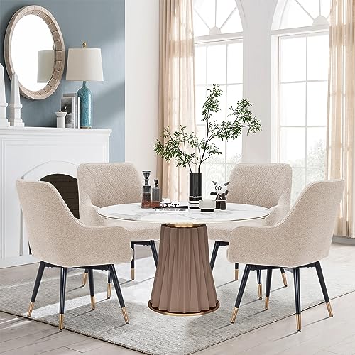 Gray Upholstered Swivel Dining Chairs Set of 2 O85648