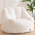 Beige Faux Fur Bean Bag Chair with Back Support L596304