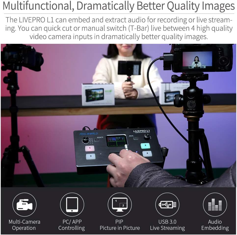 4 x HDMI Inputs Video Mixer Switcher USB 3.0 Output L3410