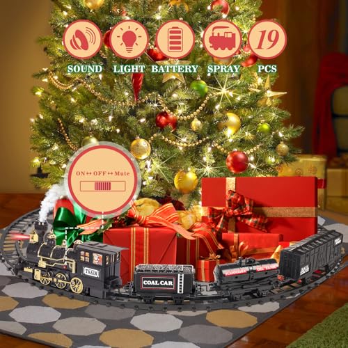 Train Set with Steam, Lights and Sounds, Electric Train Toys B7415