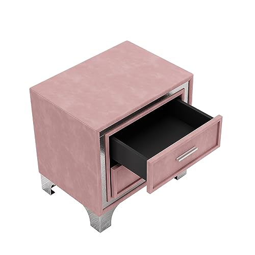 Queen Size Velvet Upholstered Platform Bed with 2 Nightstands Z5554