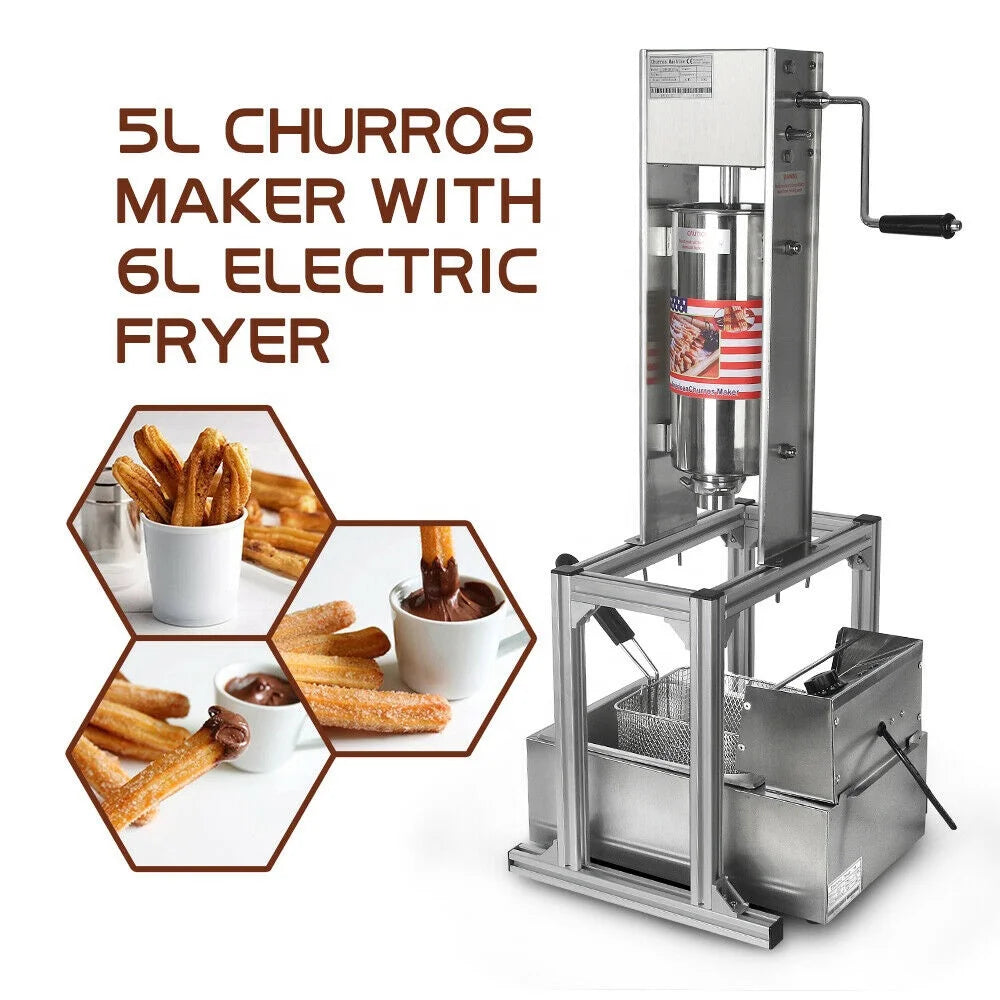 5L Churro Making Machine with 6L Electric Deep Fryer 110V N50622