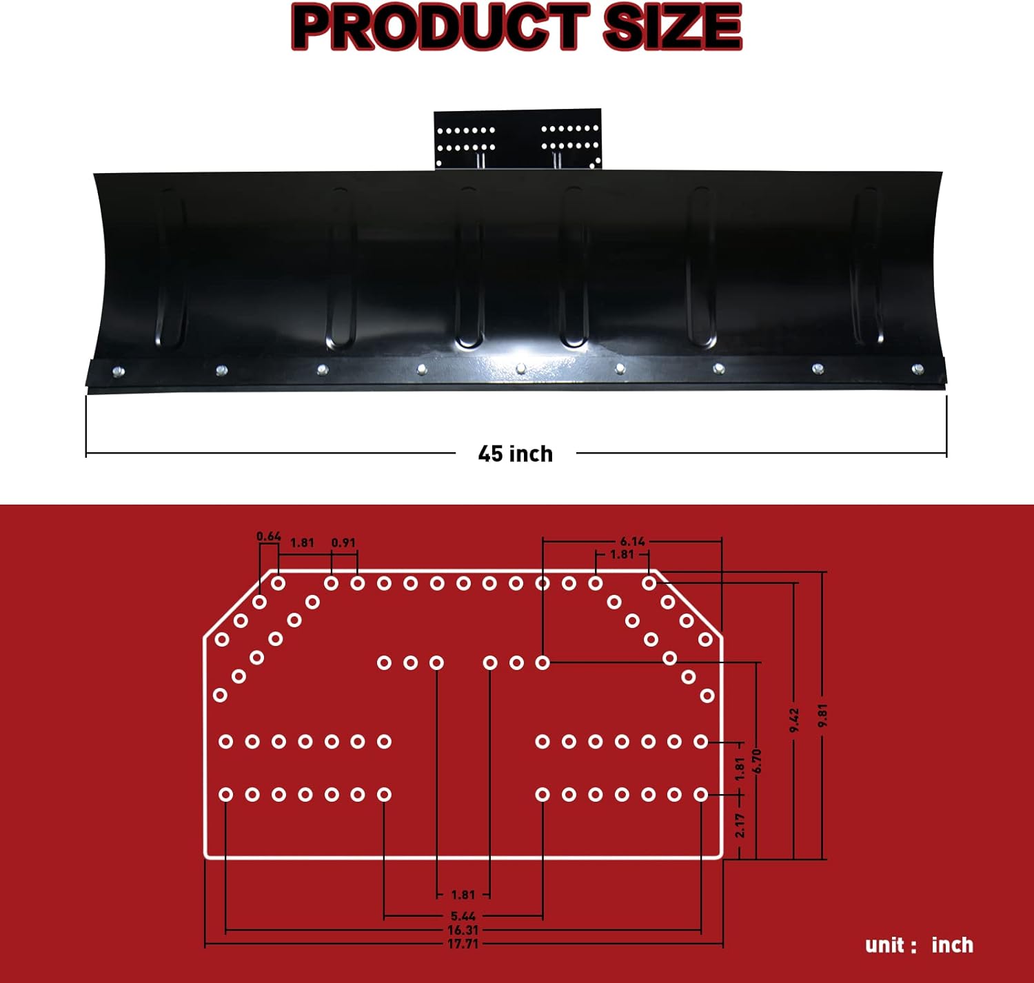 45 Inch Heavy Duty Universal Snow Plow Kit Black B584