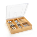 Black 5 Compartments Plastic Utensil Holder with Lid D519