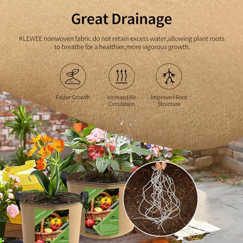 6 Pcs 5 Gallon Heavy Duty Nonwoven Fabric Grow Bags with Handles T52977