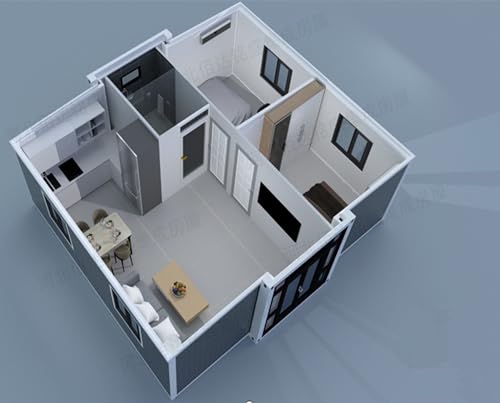 20x20ft Steel Expandable Tiny House with Restroom and Kitchen H4084