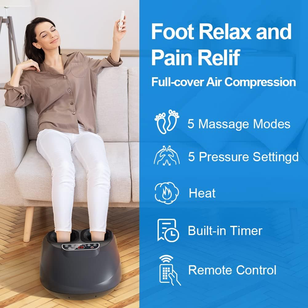 Foot Massager with Remote Control, Shiatsu with Heat, Air Compression J73025