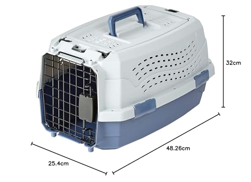 2-Door Top-Load Hard-Sided Pet Travel Carrier, Gray & Blue, 22.8"L x 15.0"W x 13.0"H T797354