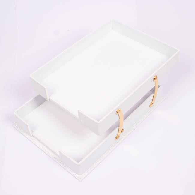 14 Pcs White Leather Desk Organizer Set R4370