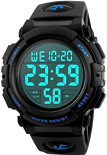 Mens Digital Sports Watch Waterproof LED Screen Large Face Military Watch L861426