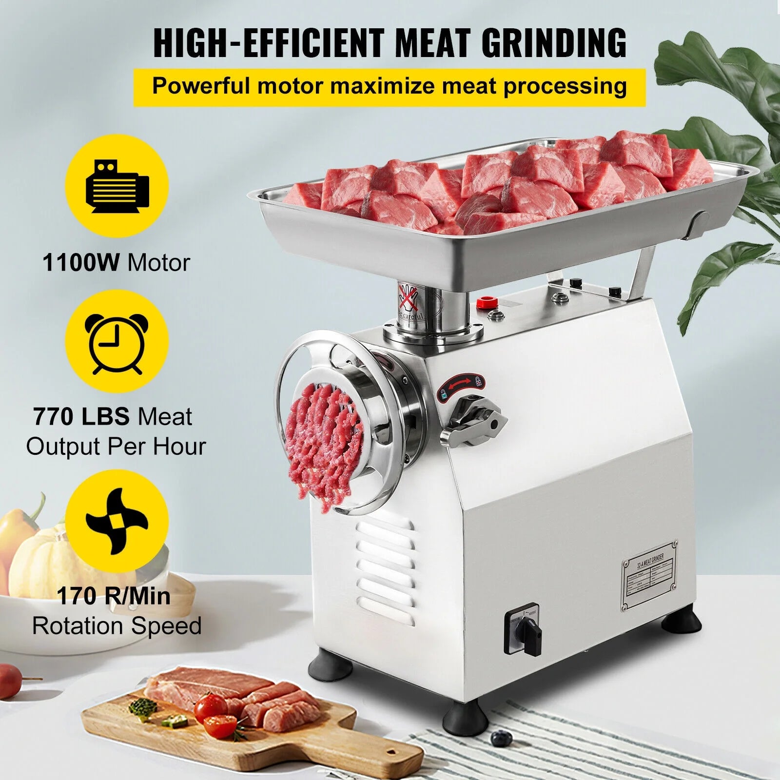 Commercial Electric Meat Grinder 2200W Stainless Steel K3452