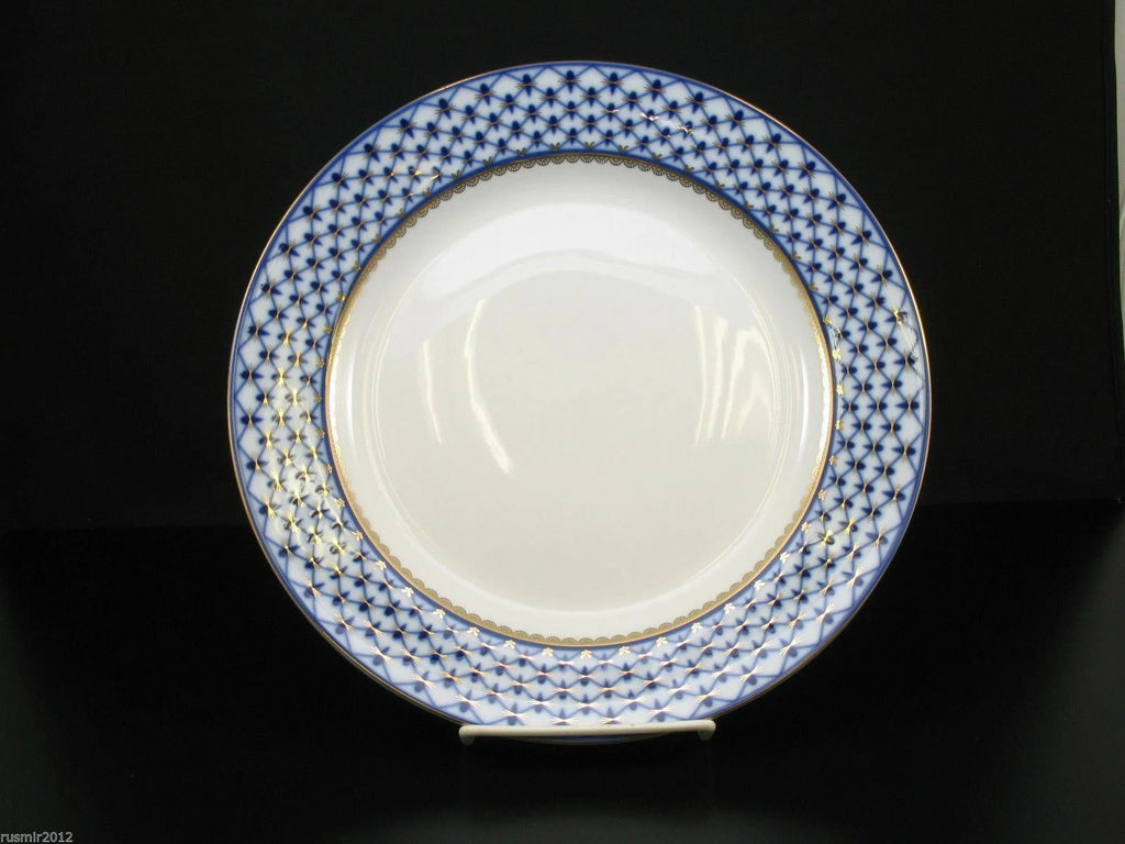 Bone China Cobalt Blue 24K Gold Net Dessert Plates 7.5" Round V329433