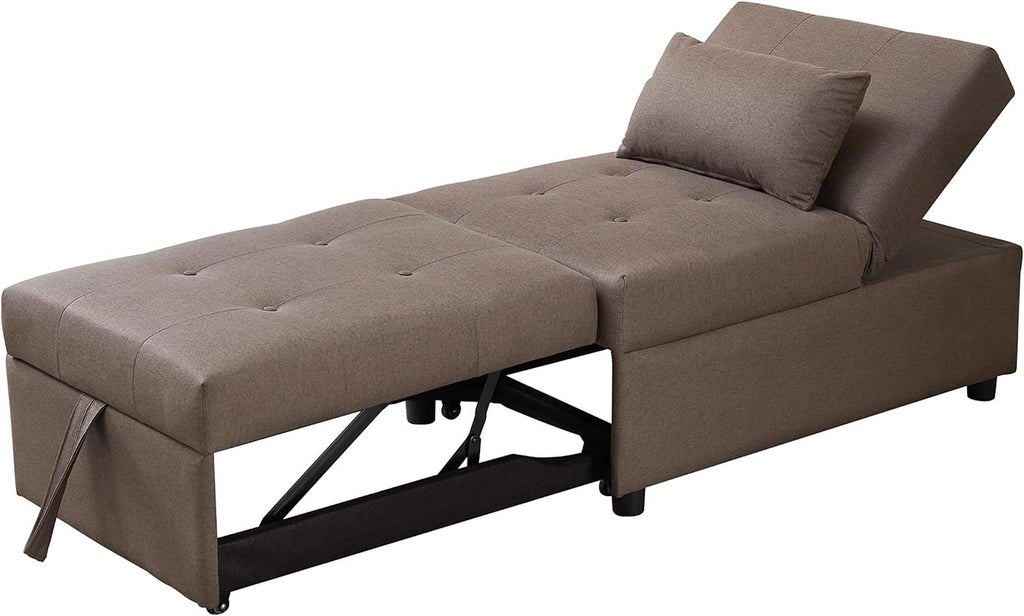 Dark Grey Convertible Ottoman Sofa Bed Sleeper Chair S3658