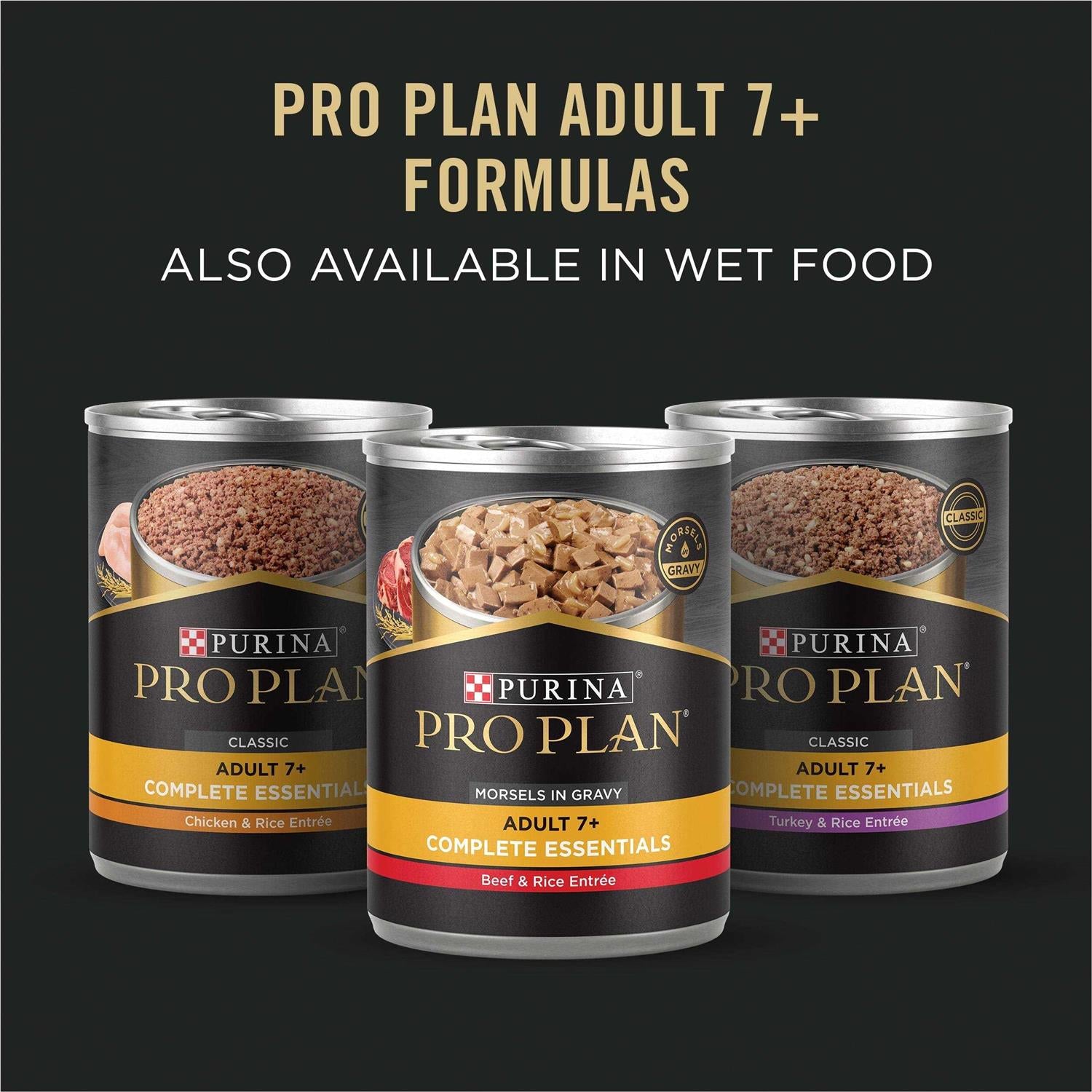 Senior Adult 7+ Complete Essentials Shredded Blend Beef & Rice Formula High Protein Dog Food F3107