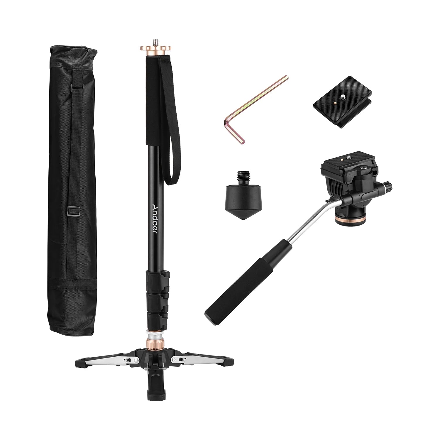 Aluminum Alloy Photography Monopod Stand with Detachable Tripod Base and Carry Bag O981
