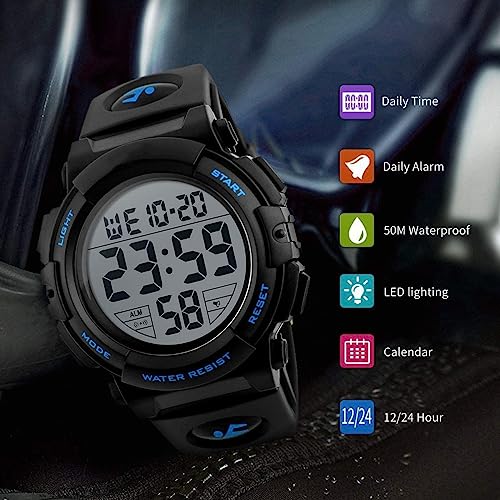 Mens Digital Sports Watch Waterproof LED Screen Large Face Military Watch L861426