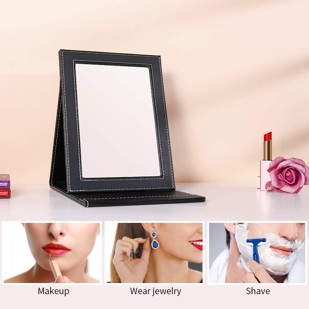 Folding Mirror Portable Adjustable Rectangular Vanity Mirror with Stand E4526