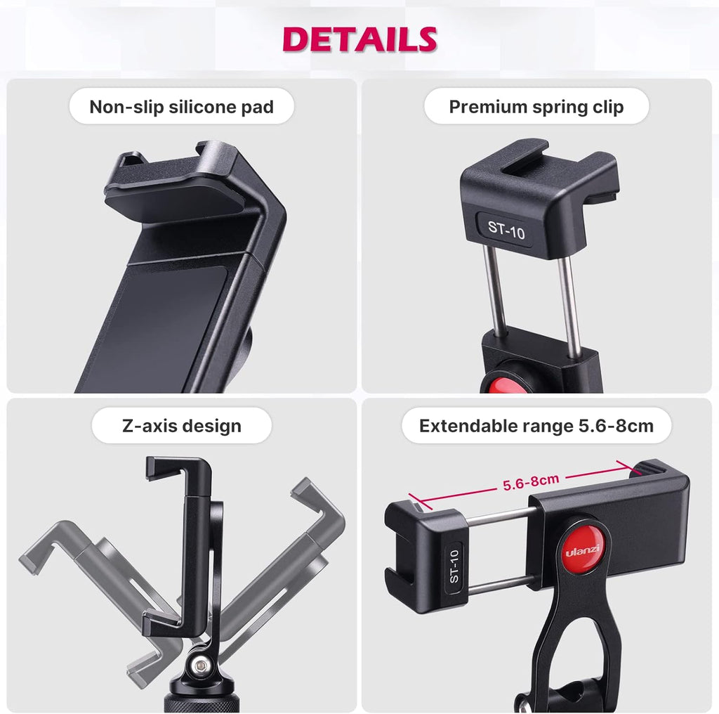 Metal Phone Tripod Mount with 2 Cold Shoe Mount I9076