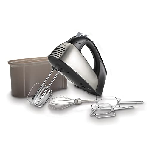 6-Speed Electric Hand Mixer with Storage Case, Brushed Stainless X947