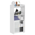 White 4-Tier Small Floor Cabinet with Door D8147