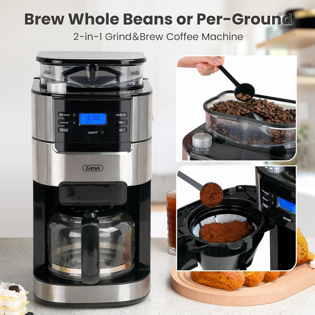 10-Cup Drip Coffee Maker with Built-in Grinder F7074