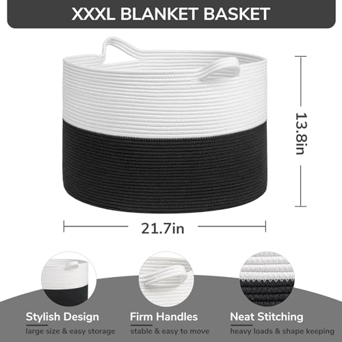 Large Cotton Rope Storage Basket 90L Grey H299