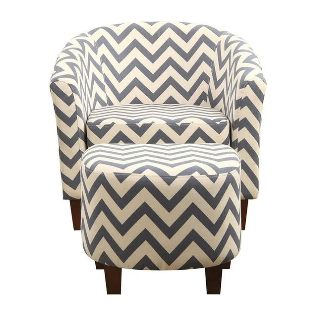 Fabric Chevron Tub Chair with Round Ottoman B6586