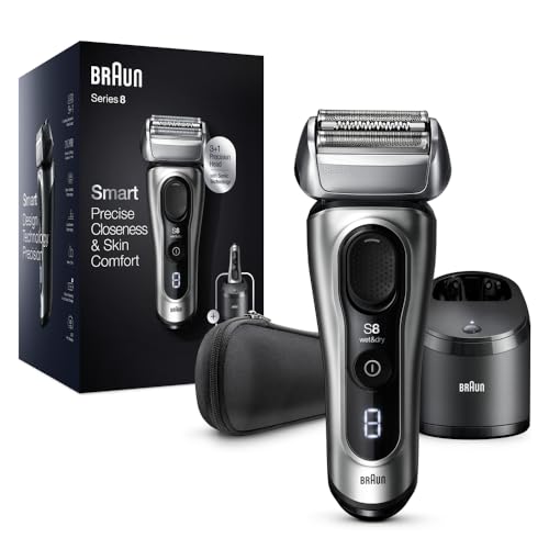 Electric Foil Shaver with Precision Beard Trimmer, Cleaning & Charging SmartCare Center, Galvano Silver K72182
