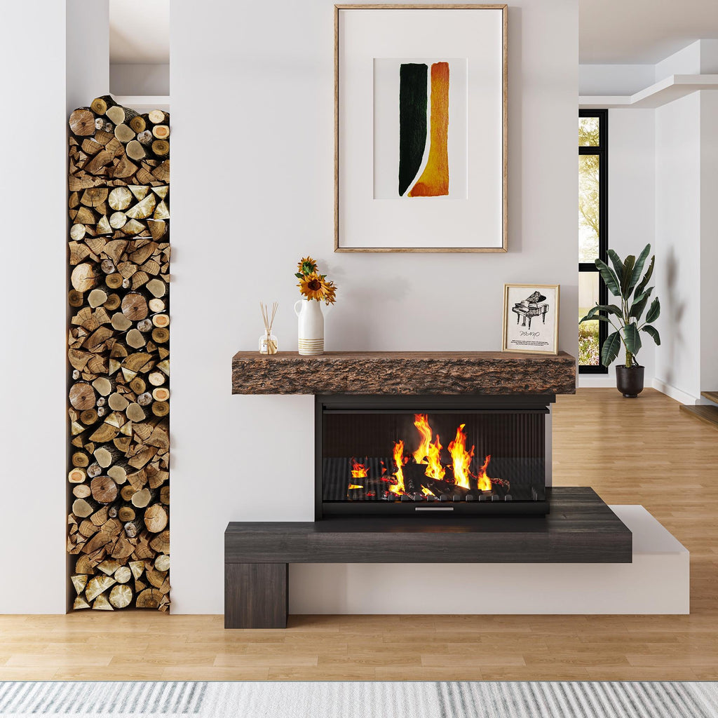52inch Distressed Brown Floating Concrete Fireplace Mantel Shelf C396