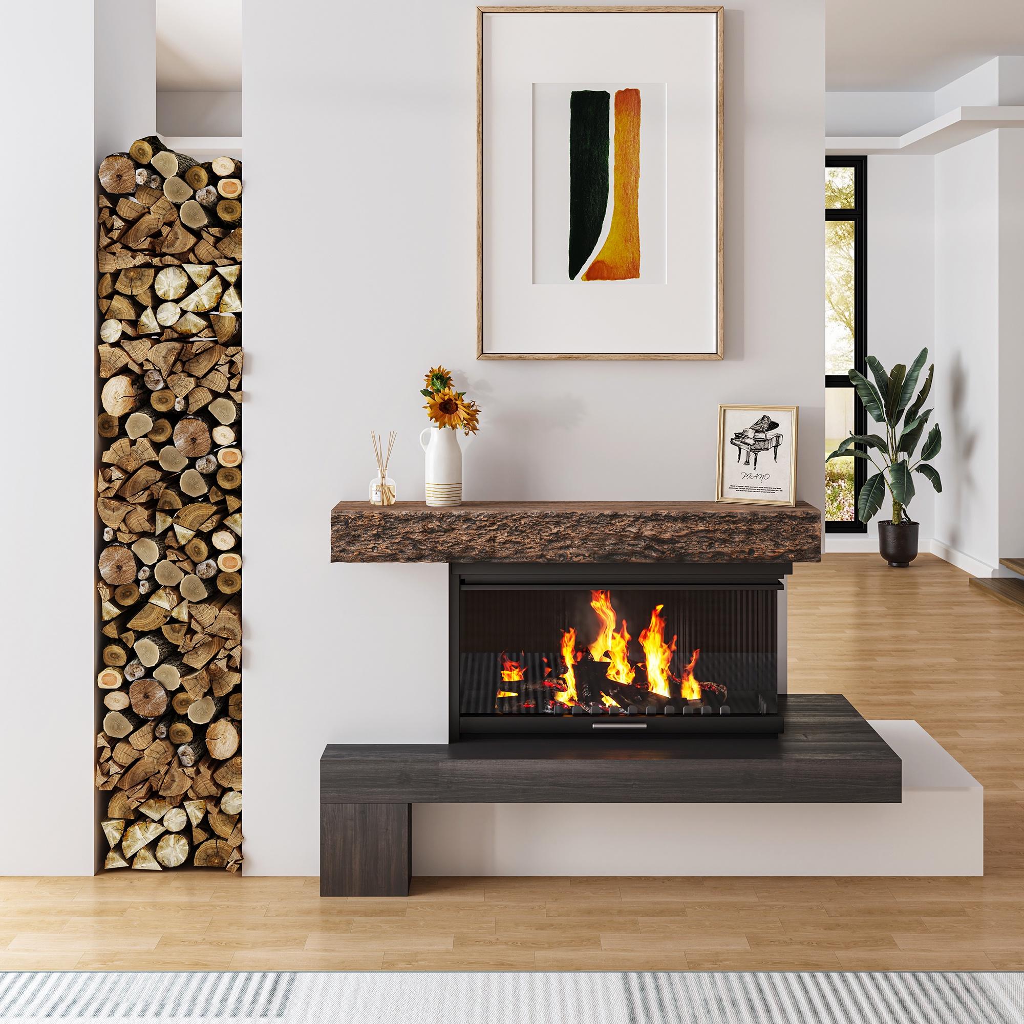 52inch Distressed Brown Floating Concrete Fireplace Mantel Shelf C396