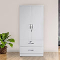 White 2-Door Wardrobe Armoire with 2-Drawers G73066