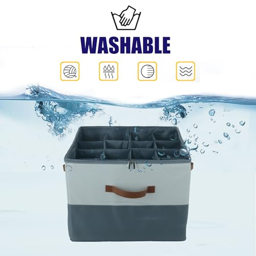 Grey Fabric Shoe Storage Bins for Closet, 16 Pairs Z660