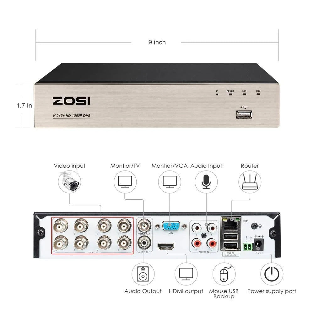 8-Channel 1080p 1TB DVR Security Camera System with 4 Wired Bullet Cameras Z784858