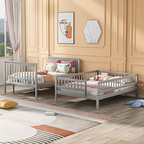White Solid Wood Twin Size Loft Bed with L-Shaped Desk and Stairs Y341