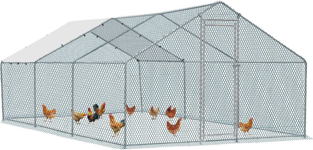 20 x 10 ft Metal Chicken Coop with Waterproof Cover W5910