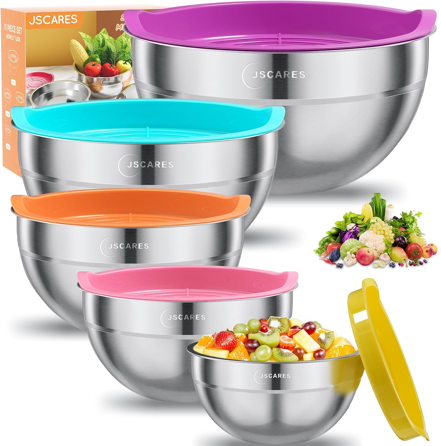 5 Piece Stainless Steel Mixing Bowls with Lids Set B2022