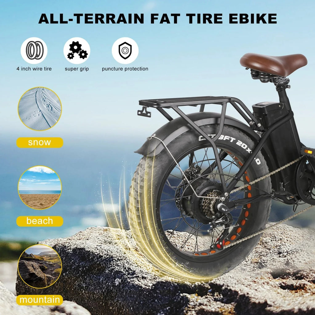 20" x4.0 Fat Tire 500W 48V/12Ah Removable Battery Electric Bike X34423