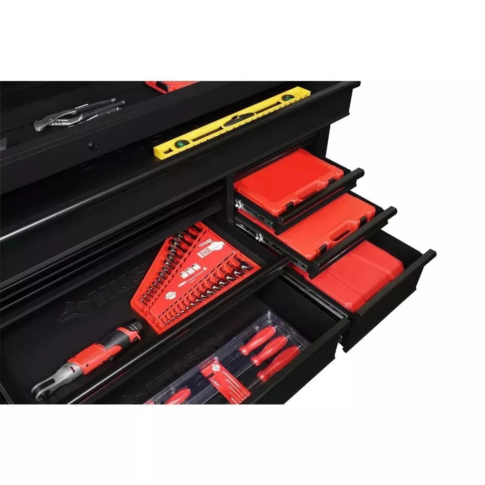 72 IN. W 18-Drawer Deep Tool Chest Mobile Workbench in Matte Black with Adjustable-Height Hardwood Top A214176