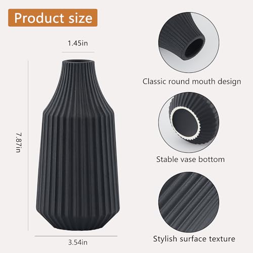 Black 8 Inch Ceramic Vase P3732